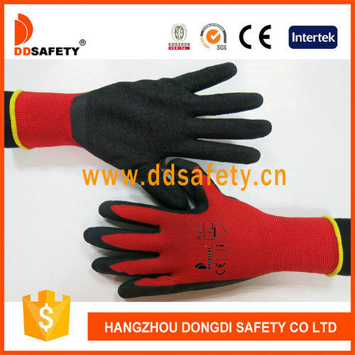 Red nylon with black latex glove Red nylon with black latex glove
